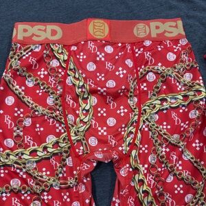 PSD Red Boxer Briefs with Gold Chain Design small